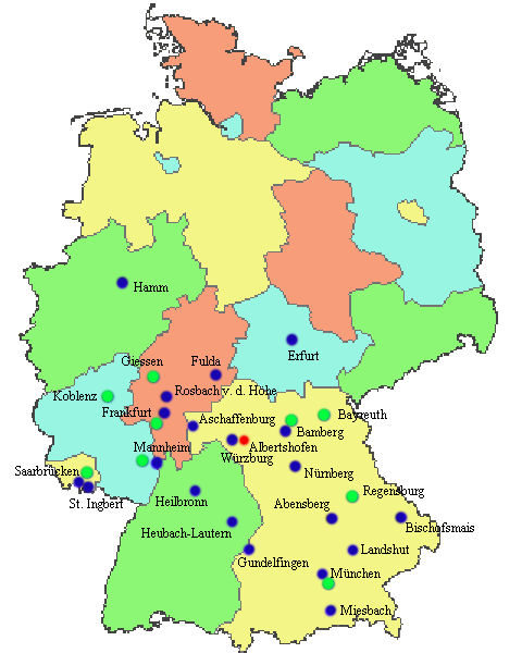 Deutschlandkarte mit den Lieferpartnern von Töpfer
